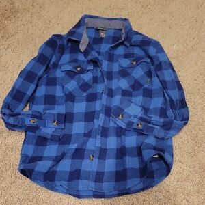 Eddie Bauer Blue Plaid Kids Button Down Shirt